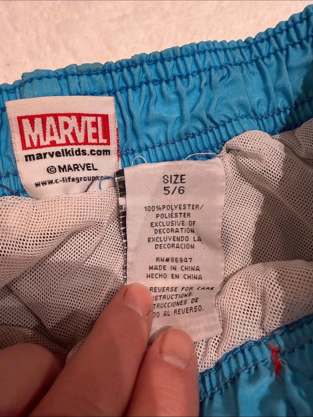 Marvel Blue Swim Shorts with Red and Green Accents